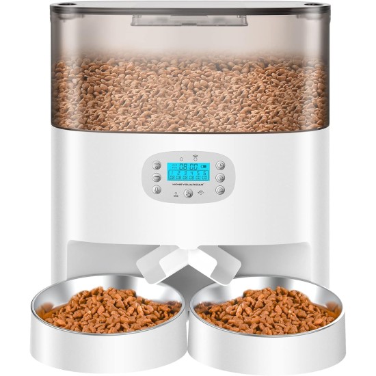 honeyguaridan Automatic Feeder 2 Cats with App, 6L WiFi Cat Food Automatic with 2 Bowls, Time-Controlled, 10s Voice Recording, up to 6 Meals a Day - for Cats and Dogs (Black) honeyguaridan Automatic Feeder 2 Cats with App, 6L WiFi Cat Food Automatic with 2 Bowls, Time-Controlled, 10s Voice Recording, up to 6 Meals a Day - for Cats and Dogs (Black)
