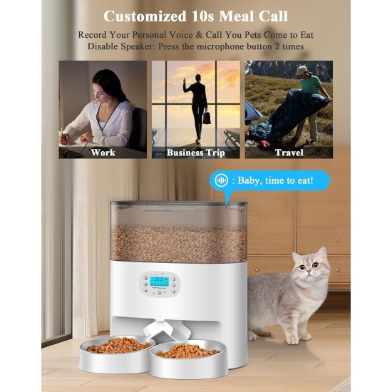 honeyguaridan Automatic Feeder 2 Cats with App, 6L WiFi Cat Food Automatic with 2 Bowls, Time-Controlled, 10s Voice Recording, up to 6 Meals a Day - for Cats and Dogs (Black) honeyguaridan Automatic Feeder 2 Cats with App, 6L WiFi Cat Food Automatic with 2 Bowls, Time-Controlled, 10s Voice Recording, up to 6 Meals a Day - for Cats and Dogs (Black)