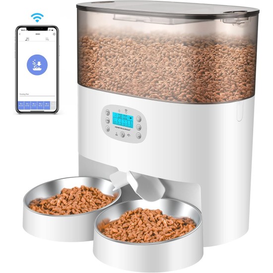 honeyguaridan Automatic Feeder 2 Cats with App, 6L WiFi Cat Food Automatic with 2 Bowls, Time-Controlled, 10s Voice Recording, up to 6 Meals a Day - for Cats and Dogs (Black) honeyguaridan Automatic Feeder 2 Cats with App, 6L WiFi Cat Food Automatic with 2 Bowls, Time-Controlled, 10s Voice Recording, up to 6 Meals a Day - for Cats and Dogs (Black)