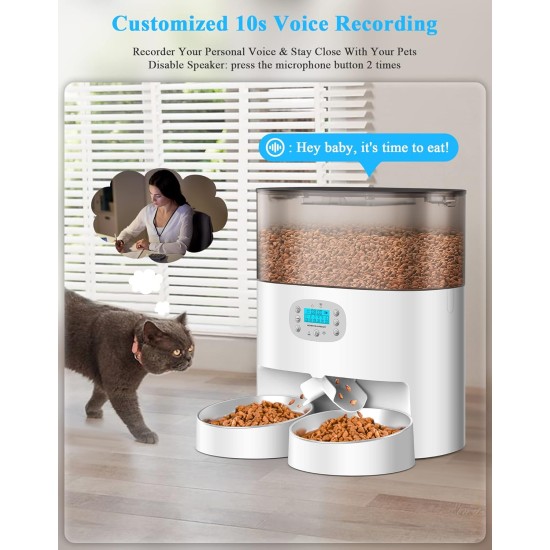 honeyguaridan Automatic Feeder 2 Cats with App, 6L WiFi Cat Food Automatic with 2 Bowls, Time-Controlled, 10s Voice Recording, up to 6 Meals a Day - for Cats and Dogs (Black) honeyguaridan Automatic Feeder 2 Cats with App, 6L WiFi Cat Food Automatic with 2 Bowls, Time-Controlled, 10s Voice Recording, up to 6 Meals a Day - for Cats and Dogs (Black)