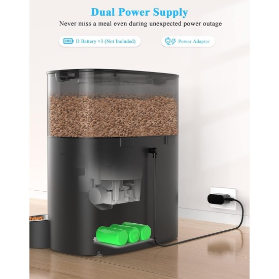 honeyguaridan Automatic Feeder 2 Cats with App, 6L WiFi Cat Food Automatic with 2 Bowls, Time-Controlled, 10s Voice Recording, up to 6 Meals a Day - for Cats and Dogs (Black) honeyguaridan Automatic Feeder 2 Cats with App, 6L WiFi Cat Food Automatic with 2 Bowls, Time-Controlled, 10s Voice Recording, up to 6 Meals a Day - for Cats and Dogs (Black)