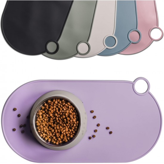 ne&no Silicone Bowl Mat for Cats and Small Dogs Cat Bowl Mat Waterproof Feeding Mat Non-Slip Silicone Mat with Hanging Loop 49 x 25 cm (Lilac) ne&no Silicone Bowl Mat for Cats and Small Dogs Cat Bowl Mat Waterproof Feeding Mat Non-Slip Silicone Mat with Hanging Loop 49 x 25 cm (Lilac)