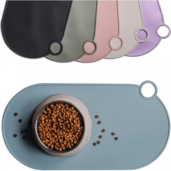 ne&no Silicone Bowl Mat for Cats and Small Dogs Cat Bowl Mat Waterproof Feeding Mat Non-Slip Silicone Mat with Hanging Loop 49 x 25 cm (Lilac) ne&no Silicone Bowl Mat for Cats and Small Dogs Cat Bowl Mat Waterproof Feeding Mat Non-Slip Silicone Mat with Hanging Loop 49 x 25 cm (Lilac)