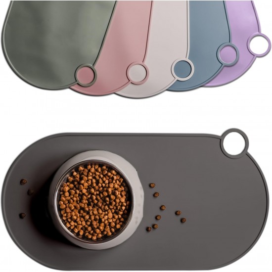 ne&no Silicone Bowl Mat for Cats and Small Dogs Cat Bowl Mat Waterproof Feeding Mat Non-Slip Silicone Mat with Hanging Loop 49 x 25 cm (Lilac) ne&no Silicone Bowl Mat for Cats and Small Dogs Cat Bowl Mat Waterproof Feeding Mat Non-Slip Silicone Mat with Hanging Loop 49 x 25 cm (Lilac)