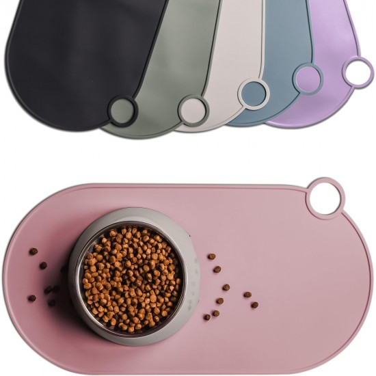 ne&no Silicone Bowl Mat for Cats and Small Dogs Cat Bowl Mat Waterproof Feeding Mat Non-Slip Silicone Mat with Hanging Loop 49 x 25 cm (Lilac) ne&no Silicone Bowl Mat for Cats and Small Dogs Cat Bowl Mat Waterproof Feeding Mat Non-Slip Silicone Mat with Hanging Loop 49 x 25 cm (Lilac)