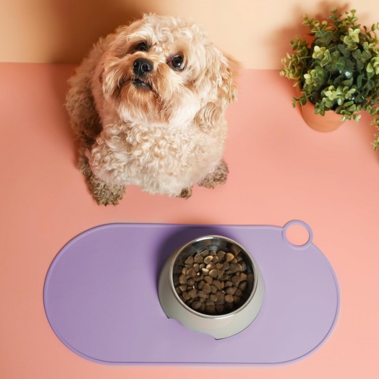 ne&no Silicone Bowl Mat for Cats and Small Dogs Cat Bowl Mat Waterproof Feeding Mat Non-Slip Silicone Mat with Hanging Loop 49 x 25 cm (Lilac) ne&no Silicone Bowl Mat for Cats and Small Dogs Cat Bowl Mat Waterproof Feeding Mat Non-Slip Silicone Mat with Hanging Loop 49 x 25 cm (Lilac)