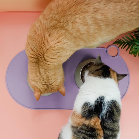 ne&no Silicone Bowl Mat for Cats and Small Dogs Cat Bowl Mat Waterproof Feeding Mat Non-Slip Silicone Mat with Hanging Loop 49 x 25 cm (Lilac) ne&no Silicone Bowl Mat for Cats and Small Dogs Cat Bowl Mat Waterproof Feeding Mat Non-Slip Silicone Mat with Hanging Loop 49 x 25 cm (Lilac)