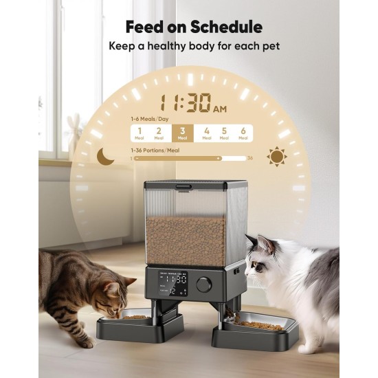 oneisall 5L Automatic Cat Feeder 2 Bowls oneisall 5L Automatic Cat Feeder 2 Bowls