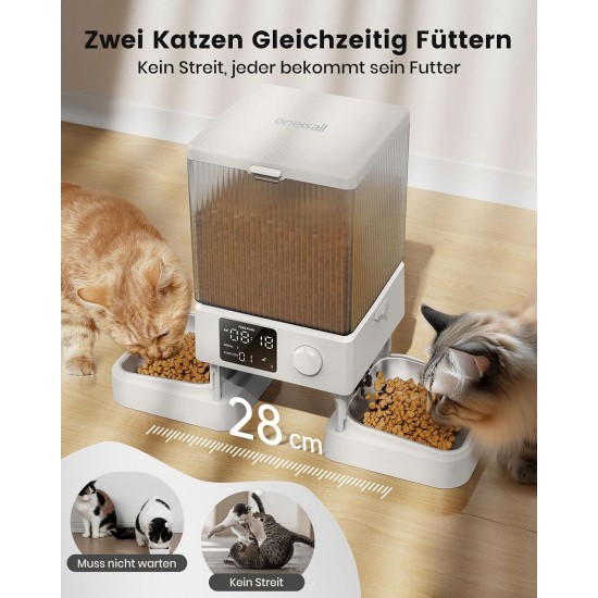 oneisall 5L Automatic Cat Feeder 2 Bowls, Cat Food Automatic with One Button, Easy to Use, Feeder for Cats/Dogs, with Stainless Steel Bowl, Voice Recorder, for Small/Medium Pets oneisall 5L Automatic Cat Feeder 2 Bowls, Cat Food Automatic with One Button, Easy to Use, Feeder for Cats/Dogs, with Stainless Steel Bowl, Voice Recorder, for Small/Medium Pets