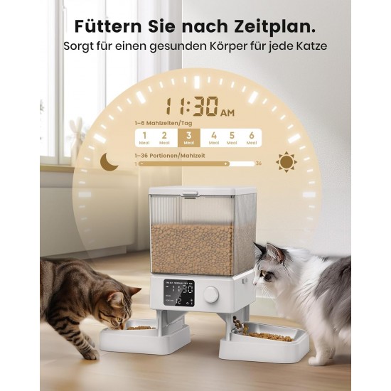 oneisall 5L Automatic Cat Feeder 2 Bowls, Cat Food Automatic with One Button, Easy to Use, Feeder for Cats/Dogs, with Stainless Steel Bowl, Voice Recorder, for Small/Medium Pets oneisall 5L Automatic Cat Feeder 2 Bowls, Cat Food Automatic with One Button, Easy to Use, Feeder for Cats/Dogs, with Stainless Steel Bowl, Voice Recorder, for Small/Medium Pets