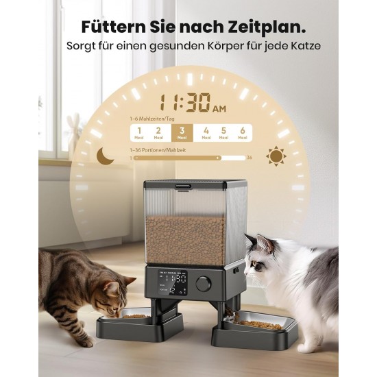 oneisall 5L Automatic Cat Feeder 2 Bowls, Cat Food Automatic with One Button, Easy to Use, Feeder for Cats/Dogs, with Stainless Steel Bowl, Voice Recorder, for Small/Medium Pets oneisall 5L Automatic Cat Feeder 2 Bowls, Cat Food Automatic with One Button, Easy to Use, Feeder for Cats/Dogs, with Stainless Steel Bowl, Voice Recorder, for Small/Medium Pets