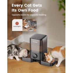 oneisall 5L Automatic Cat Feeder 2 Bowls, Wireless Cat Food with 304 Stainless Steel Bowl, 1-6 Meals a Day, Feeder Dry Food Dispenser for Dogs Cats oneisall 5L Automatic Cat Feeder 2 Bowls, Wireless Cat Food with 304 Stainless Steel Bowl, 1-6 Meals a Day, Feeder Dry Food Dispenser for Dogs Cats