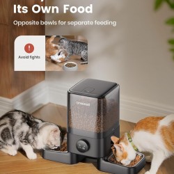 oneisall 5L Automatic Cat Feeder 2 Bowls, Wireless Cat Food with 304 Stainless Steel Bowl, 1-6 Meals a Day, Feeder Dry Food Dispenser for Dogs Cats oneisall 5L Automatic Cat Feeder 2 Bowls, Wireless Cat Food with 304 Stainless Steel Bowl, 1-6 Meals a Day, Feeder Dry Food Dispenser for Dogs Cats