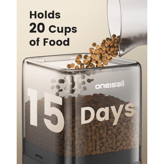 oneisall 5L Automatic Cat Feeder 2 Bowls, Wireless Cat Food with 304 Stainless Steel Bowl, 1-6 Meals a Day, Feeder Dry Food Dispenser for Dogs Cats oneisall 5L Automatic Cat Feeder 2 Bowls, Wireless Cat Food with 304 Stainless Steel Bowl, 1-6 Meals a Day, Feeder Dry Food Dispenser for Dogs Cats
