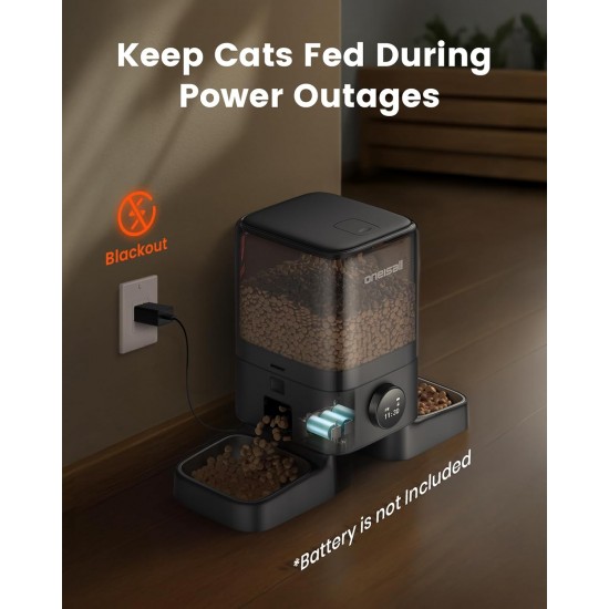 oneisall 5L Automatic Cat Feeder 2 Bowls, Wireless Cat Food with 304 Stainless Steel Bowl, 1-6 Meals a Day, Feeder Dry Food Dispenser for Dogs Cats oneisall 5L Automatic Cat Feeder 2 Bowls, Wireless Cat Food with 304 Stainless Steel Bowl, 1-6 Meals a Day, Feeder Dry Food Dispenser for Dogs Cats