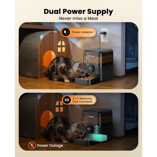 oneisall Automatic Cat Feeder, 3L Cat Food Automatic with 304 Stainless Steel Bowl, 1-6 Meals a Day, Dry Food Dispenser for Cats/Dogs, with Programmable Timer oneisall Automatic Cat Feeder, 3L Cat Food Automatic with 304 Stainless Steel Bowl, 1-6 Meals a Day, Dry Food Dispenser for Cats/Dogs, with Programmable Timer