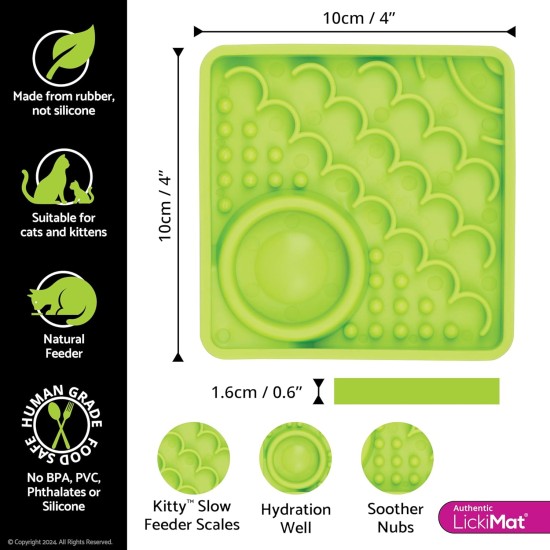 "LICKIMAT" Kitty Cat Feeding Mat, Slow Feeder for Cats, with Micro Bowl for Extra Hydration, Perfect for Food, Treats, Yogurt and Anxiety Relief for K "LICKIMAT" Kitty Cat Feeding Mat, Slow Feeder for Cats, with Micro Bowl for Extra Hydration, Perfect for Food, Treats, Yogurt and Anxiety Relief for K