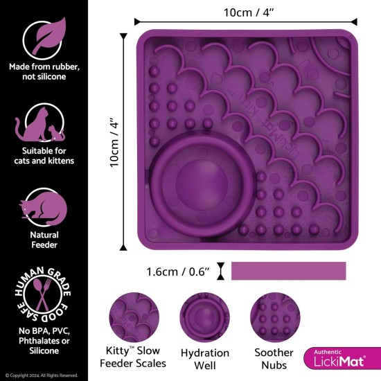 "LICKIMAT" Kitty Cat Feeding Mat, Slow Feeder for Cats, with Micro Bowl for Extra Hydration, Perfect for Food, Treats, Yogurt and Anxiety Relief for K "LICKIMAT" Kitty Cat Feeding Mat, Slow Feeder for Cats, with Micro Bowl for Extra Hydration, Perfect for Food, Treats, Yogurt and Anxiety Relief for K