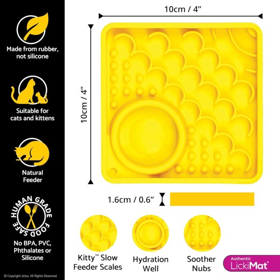 "LICKIMAT" Kitty Cat Feeding Mat, Slow Feeder for Cats, with Micro Bowl for Extra Hydration, Perfect for Food, Treats, Yogurt and Anxiety Relief for K "LICKIMAT" Kitty Cat Feeding Mat, Slow Feeder for Cats, with Micro Bowl for Extra Hydration, Perfect for Food, Treats, Yogurt and Anxiety Relief for K
