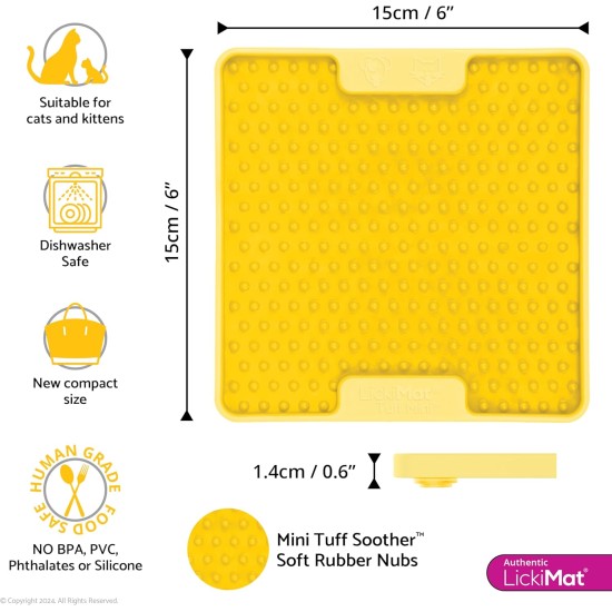 "LICKIMAT" Mini Tuff Soother Cat Feeding Mat, Slow Feeder for Cats Boredom and Anxiety in Cats, Perfect for Food, Treats, Yogurt and Peanut Butter "LICKIMAT" Mini Tuff Soother Cat Feeding Mat, Slow Feeder for Cats Boredom and Anxiety in Cats, Perfect for Food, Treats, Yogurt and Peanut Butter