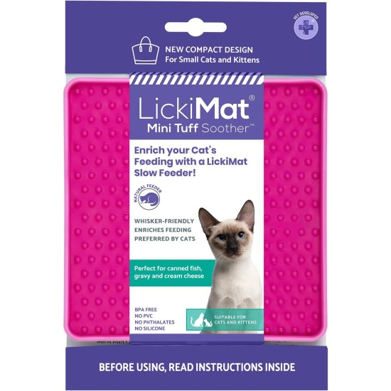 "LICKIMAT" Mini Tuff Soother Cat Feeding Mat, Slow Feeder for Cats Boredom and Anxiety in Cats, Perfect for Food, Treats, Yogurt and Peanut Butter "LICKIMAT" Mini Tuff Soother Cat Feeding Mat, Slow Feeder for Cats Boredom and Anxiety in Cats, Perfect for Food, Treats, Yogurt and Peanut Butter