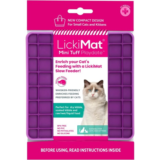 "LICKIMAT" Mini Tuff Soother Cat Feeding Mat, Slow Feeder for Cats Boredom and Anxiety in Cats, Perfect for Food, Treats, Yogurt and Peanut Butter "LICKIMAT" Mini Tuff Soother Cat Feeding Mat, Slow Feeder for Cats Boredom and Anxiety in Cats, Perfect for Food, Treats, Yogurt and Peanut Butter