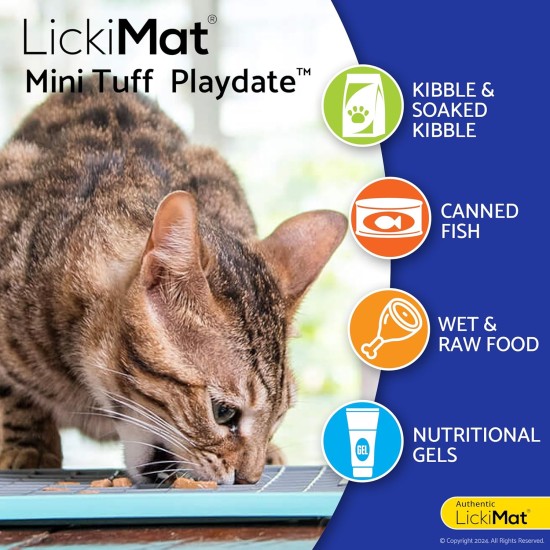 "LICKIMAT" Mini Tuff Soother Cat Feeding Mat, Slow Feeder for Cats Boredom and Anxiety in Cats, Perfect for Food, Treats, Yogurt and Peanut Butter "LICKIMAT" Mini Tuff Soother Cat Feeding Mat, Slow Feeder for Cats Boredom and Anxiety in Cats, Perfect for Food, Treats, Yogurt and Peanut Butter