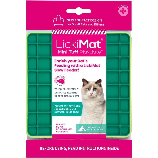 "LICKIMAT" Mini Tuff Soother Cat Feeding Mat, Slow Feeder for Cats Boredom and Anxiety in Cats, Perfect for Food, Treats, Yogurt and Peanut Butter "LICKIMAT" Mini Tuff Soother Cat Feeding Mat, Slow Feeder for Cats Boredom and Anxiety in Cats, Perfect for Food, Treats, Yogurt and Peanut Butter