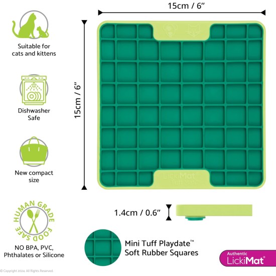 "LICKIMAT" Mini Tuff Soother Cat Feeding Mat, Slow Feeder for Cats Boredom and Anxiety in Cats, Perfect for Food, Treats, Yogurt and Peanut Butter "LICKIMAT" Mini Tuff Soother Cat Feeding Mat, Slow Feeder for Cats Boredom and Anxiety in Cats, Perfect for Food, Treats, Yogurt and Peanut Butter