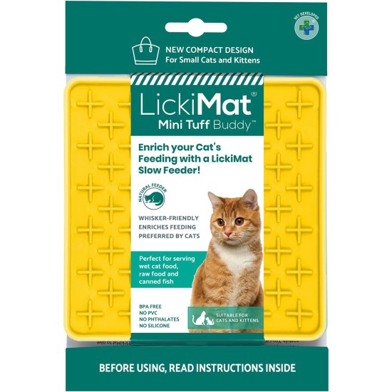"LICKIMAT" Mini Tuff Soother Cat Feeding Mat, Slow Feeder for Cats Boredom and Anxiety in Cats, Perfect for Food, Treats, Yogurt and Peanut Butter "LICKIMAT" Mini Tuff Soother Cat Feeding Mat, Slow Feeder for Cats Boredom and Anxiety in Cats, Perfect for Food, Treats, Yogurt and Peanut Butter
