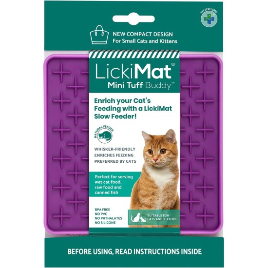 "LICKIMAT" Mini Tuff Soother Cat Feeding Mat, Slow Feeder for Cats Boredom and Anxiety in Cats, Perfect for Food, Treats, Yogurt and Peanut Butter "LICKIMAT" Mini Tuff Soother Cat Feeding Mat, Slow Feeder for Cats Boredom and Anxiety in Cats, Perfect for Food, Treats, Yogurt and Peanut Butter