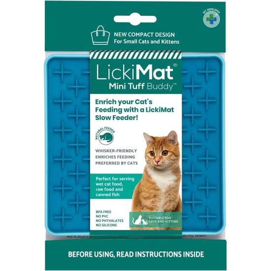 "LICKIMAT" Mini Tuff Soother Cat Feeding Mat, Slow Feeder for Cats Boredom and Anxiety in Cats, Perfect for Food, Treats, Yogurt and Peanut Butter "LICKIMAT" Mini Tuff Soother Cat Feeding Mat, Slow Feeder for Cats Boredom and Anxiety in Cats, Perfect for Food, Treats, Yogurt and Peanut Butter