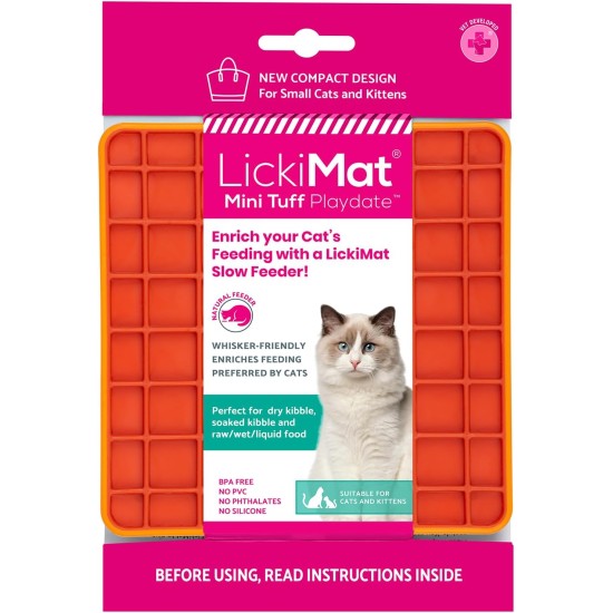 "LICKIMAT" Mini Tuff Soother Cat Feeding Mat, Slow Feeder for Cats Boredom and Anxiety in Cats, Perfect for Food, Treats, Yogurt and Peanut Butter "LICKIMAT" Mini Tuff Soother Cat Feeding Mat, Slow Feeder for Cats Boredom and Anxiety in Cats, Perfect for Food, Treats, Yogurt and Peanut Butter