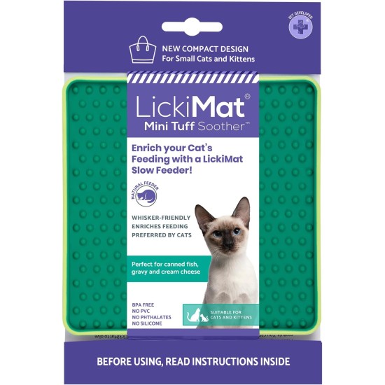 "LICKIMAT" Mini Tuff Soother Cat Feeding Mat, Slow Feeder for Cats Boredom and Anxiety in Cats, Perfect for Food, Treats, Yogurt and Peanut Butter "LICKIMAT" Mini Tuff Soother Cat Feeding Mat, Slow Feeder for Cats Boredom and Anxiety in Cats, Perfect for Food, Treats, Yogurt and Peanut Butter