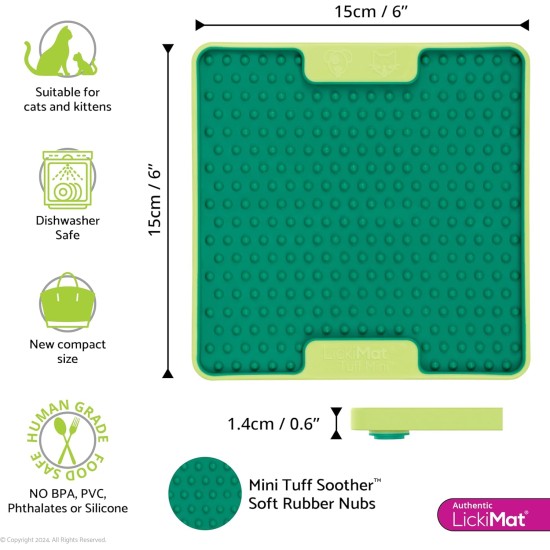 "LICKIMAT" Mini Tuff Soother Cat Feeding Mat, Slow Feeder for Cats Boredom and Anxiety in Cats, Perfect for Food, Treats, Yogurt and Peanut Butter "LICKIMAT" Mini Tuff Soother Cat Feeding Mat, Slow Feeder for Cats Boredom and Anxiety in Cats, Perfect for Food, Treats, Yogurt and Peanut Butter