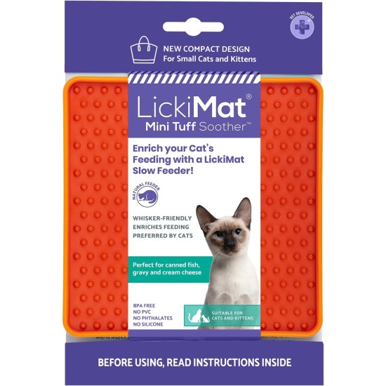 "LICKIMAT" Mini Tuff Soother Cat Feeding Mat, Slow Feeder for Cats Boredom and Anxiety in Cats, Perfect for Food, Treats, Yogurt and Peanut Butter "LICKIMAT" Mini Tuff Soother Cat Feeding Mat, Slow Feeder for Cats Boredom and Anxiety in Cats, Perfect for Food, Treats, Yogurt and Peanut Butter
