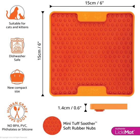 "LICKIMAT" Mini Tuff Soother Cat Feeding Mat, Slow Feeder for Cats Boredom and Anxiety in Cats, Perfect for Food, Treats, Yogurt and Peanut Butter "LICKIMAT" Mini Tuff Soother Cat Feeding Mat, Slow Feeder for Cats Boredom and Anxiety in Cats, Perfect for Food, Treats, Yogurt and Peanut Butter