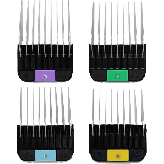4 Pieces Animal Stainless Steel Attachment Guide Guard Combs for A5 Style Detachable Blade Pet Groomer 5/8" 3/4" 7/8" Compatible with Wahl KM Series Andis AG BG Oster A5 A6 Pet Clipper 4 Pieces Animal Stainless Steel Attachment Guide Guard Combs for A5 Style Detachable Blade Pet Groomer 5/8" 3/4" 7/8" Compatible with Wahl KM Series Andis AG BG Oster A5 A6 Pet Clipper