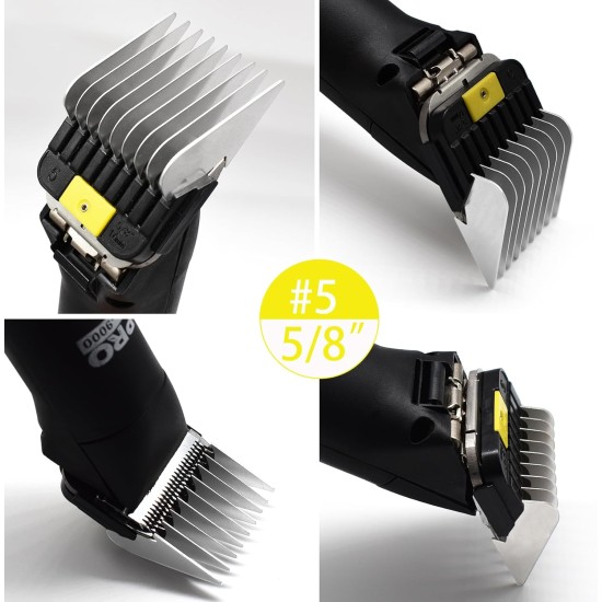 4 Pieces Animal Stainless Steel Attachment Guide Guard Combs for A5 Style Detachable Blade Pet Groomer 5/8" 3/4" 7/8" Compatible with Wahl KM Series Andis AG BG Oster A5 A6 Pet Clipper 4 Pieces Animal Stainless Steel Attachment Guide Guard Combs for A5 Style Detachable Blade Pet Groomer 5/8" 3/4" 7/8" Compatible with Wahl KM Series Andis AG BG Oster A5 A6 Pet Clipper