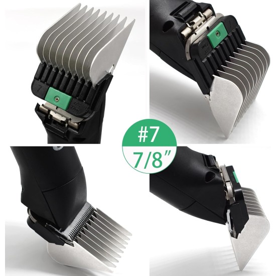 4 Pieces Animal Stainless Steel Attachment Guide Guard Combs for A5 Style Detachable Blade Pet Groomer 5/8" 3/4" 7/8" Compatible with Wahl KM Series Andis AG BG Oster A5 A6 Pet Clipper 4 Pieces Animal Stainless Steel Attachment Guide Guard Combs for A5 Style Detachable Blade Pet Groomer 5/8" 3/4" 7/8" Compatible with Wahl KM Series Andis AG BG Oster A5 A6 Pet Clipper