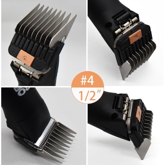 4 Pieces Animal Stainless Steel Attachment Guide Guard Combs for Groomers A5 Style Detachable Blade 1/4" 1/4" 3/8" 1/2" Compatible with Wahl KM Series Andis AG BG Oster A5 A6 4 Pieces Animal Stainless Steel Attachment Guide Guard Combs for Groomers A5 Style Detachable Blade 1/4" 1/4" 3/8" 1/2" Compatible with Wahl KM Series Andis AG BG Oster A5 A6