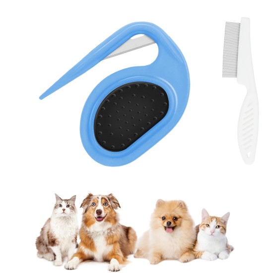 Adiwo Pet Knotting Comb, Cat Dematting Knife with Steel Blade Knot Comb Hair Removal Tool Knot Remover Cat Perfect for Pet Removes Undercoat Tangles with Comb Adiwo Pet Knotting Comb, Cat Dematting Knife with Steel Blade Knot Comb Hair Removal Tool Knot Remover Cat Perfect for Pet Removes Undercoat Tangles with Comb