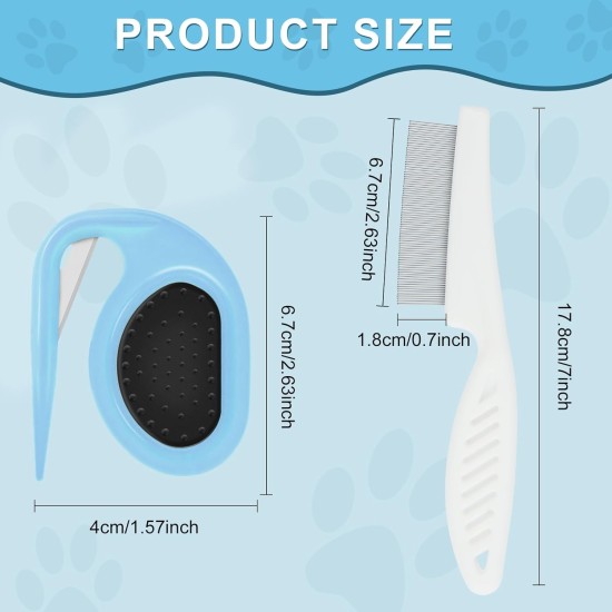 Adiwo Pet Knotting Comb, Cat Dematting Knife with Steel Blade Knot Comb Hair Removal Tool Knot Remover Cat Perfect for Pet Removes Undercoat Tangles with Comb Adiwo Pet Knotting Comb, Cat Dematting Knife with Steel Blade Knot Comb Hair Removal Tool Knot Remover Cat Perfect for Pet Removes Undercoat Tangles with Comb