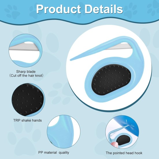 Adiwo Pet Knotting Comb, Cat Dematting Knife with Steel Blade Knot Comb Hair Removal Tool Knot Remover Cat Perfect for Pet Removes Undercoat Tangles with Comb Adiwo Pet Knotting Comb, Cat Dematting Knife with Steel Blade Knot Comb Hair Removal Tool Knot Remover Cat Perfect for Pet Removes Undercoat Tangles with Comb