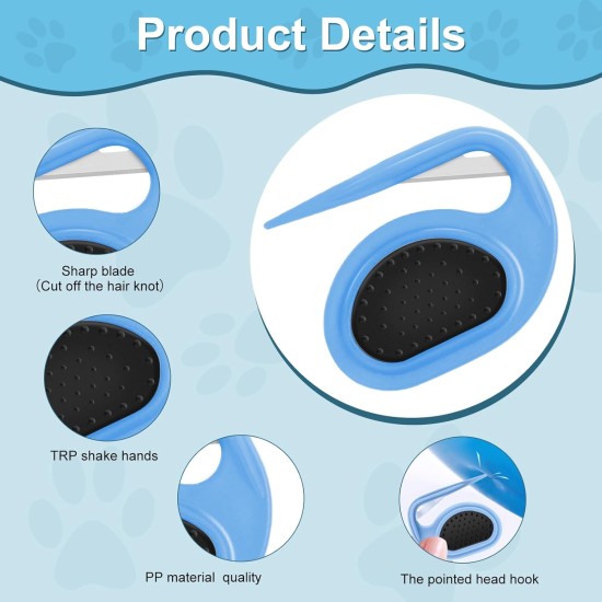 Adiwo Pet Knotting Comb, Cat Dematting Knife with Steel Blade Knot Comb Hair Removal Tool Knot Remover Cat Perfect for Pet Removes Undercoat Tangles with Comb Adiwo Pet Knotting Comb, Cat Dematting Knife with Steel Blade Knot Comb Hair Removal Tool Knot Remover Cat Perfect for Pet Removes Undercoat Tangles with Comb