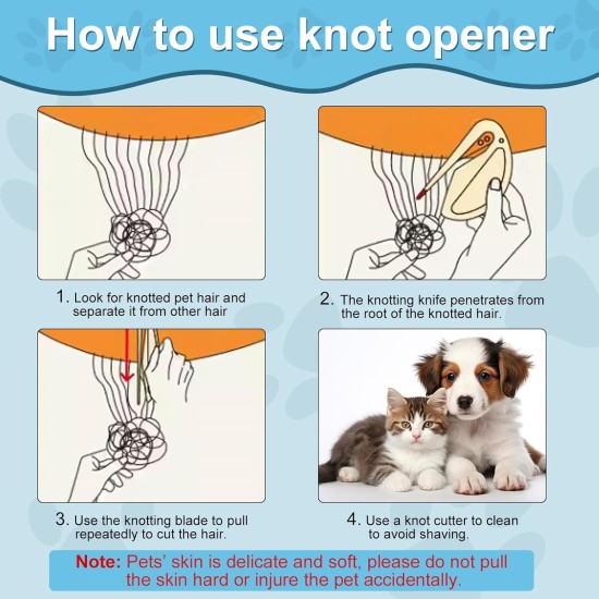 Adiwo Pet Knotting Comb, Cat Dematting Knife with Steel Blade Knot Comb Hair Removal Tool Knot Remover Cat Perfect for Pet Removes Undercoat Tangles with Comb Adiwo Pet Knotting Comb, Cat Dematting Knife with Steel Blade Knot Comb Hair Removal Tool Knot Remover Cat Perfect for Pet Removes Undercoat Tangles with Comb