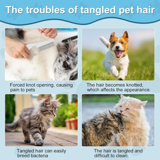 Adiwo Pet Knotting Comb, Cat Dematting Knife with Steel Blade Knot Comb Hair Removal Tool Knot Remover Cat Perfect for Pet Removes Undercoat Tangles with Comb Adiwo Pet Knotting Comb, Cat Dematting Knife with Steel Blade Knot Comb Hair Removal Tool Knot Remover Cat Perfect for Pet Removes Undercoat Tangles with Comb