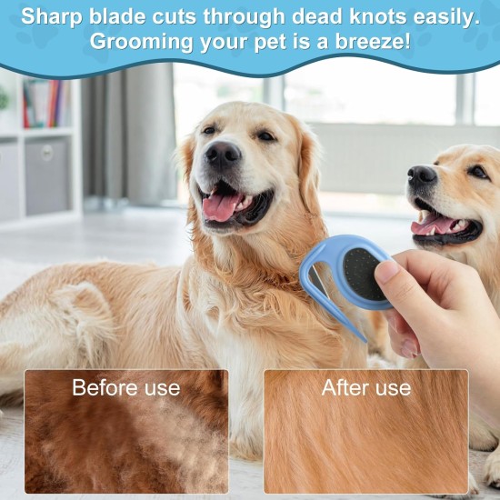 Adiwo Pet Knotting Comb, Cat Dematting Knife with Steel Blade Knot Comb Hair Removal Tool Knot Remover Cat Perfect for Pet Removes Undercoat Tangles with Comb Adiwo Pet Knotting Comb, Cat Dematting Knife with Steel Blade Knot Comb Hair Removal Tool Knot Remover Cat Perfect for Pet Removes Undercoat Tangles with Comb