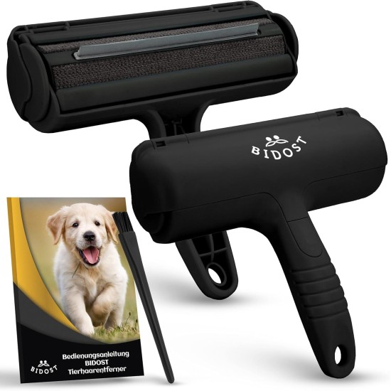 BIDOST Pet Hair Remover & Reusable Lint Roller for Pet Hair - Perfect for Removing Cat & Dog Hair - Wonder Brush for Carpet, Sofa, Scratching Post and Bed - Black BIDOST Pet Hair Remover & Reusable Lint Roller for Pet Hair - Perfect for Removing Cat & Dog Hair - Wonder Brush for Carpet, Sofa, Scratching Post and Bed - Black