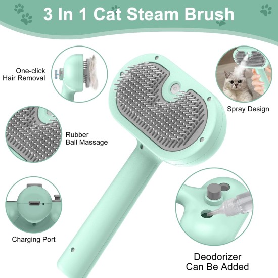 BIRDTOBR Steamy Cat Brush, 3-in-1 Cat Brush with Steam, Multifunctional Cat Spray Massage Comb, Steamy Cat Brush, Eliminate Flying Hair with One Button for Cats and Dogs, White BIRDTOBR Steamy Cat Brush, 3-in-1 Cat Brush with Steam, Multifunctional Cat Spray Massage Comb, Steamy Cat Brush, Eliminate Flying Hair with One Button for Cats and Dogs, White